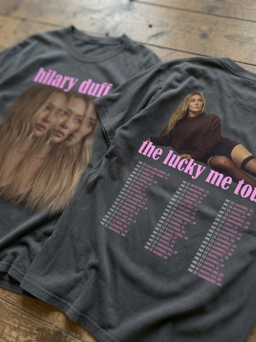 Hilary Duff Lucky Me Tour 2026 Tee, Cartoon Lizzie McGuire